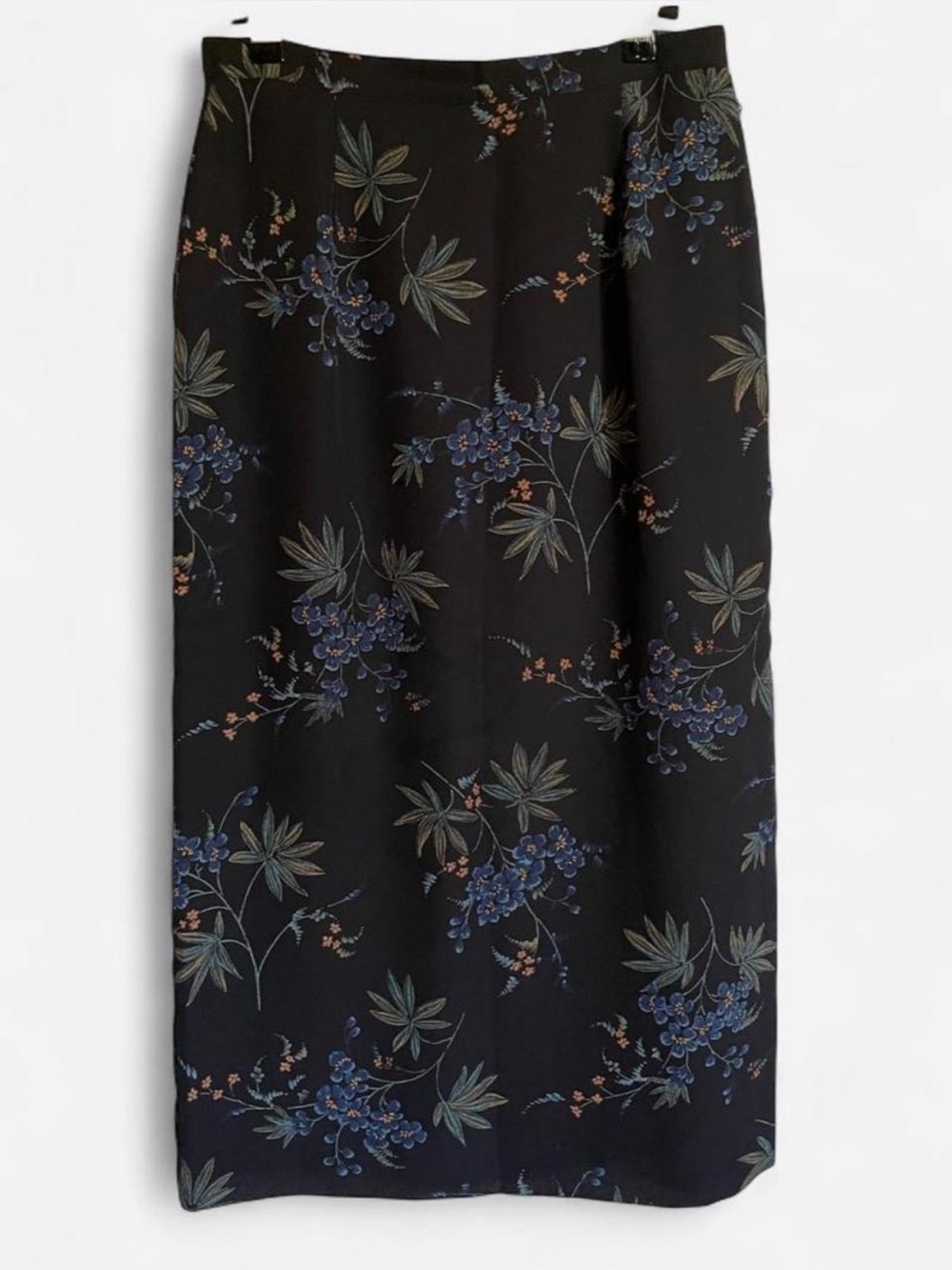 VTG Pendleton Dark Floral Botanical Midi Skirt Size 8P